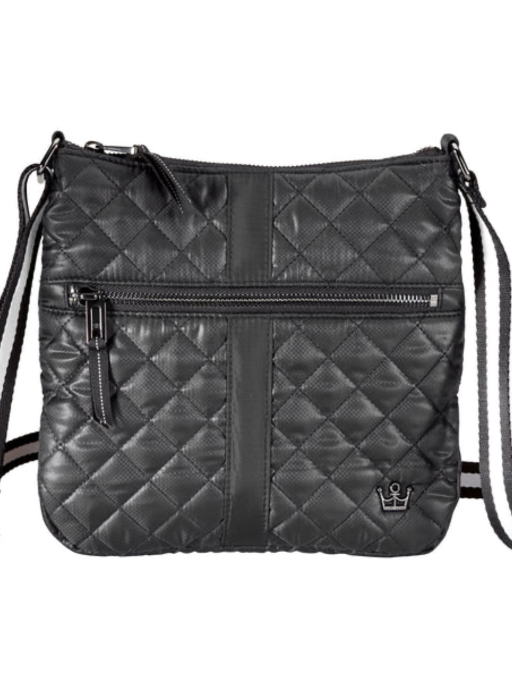 Oliver Thomas Black Quilted Crossbody with Stripe Strap